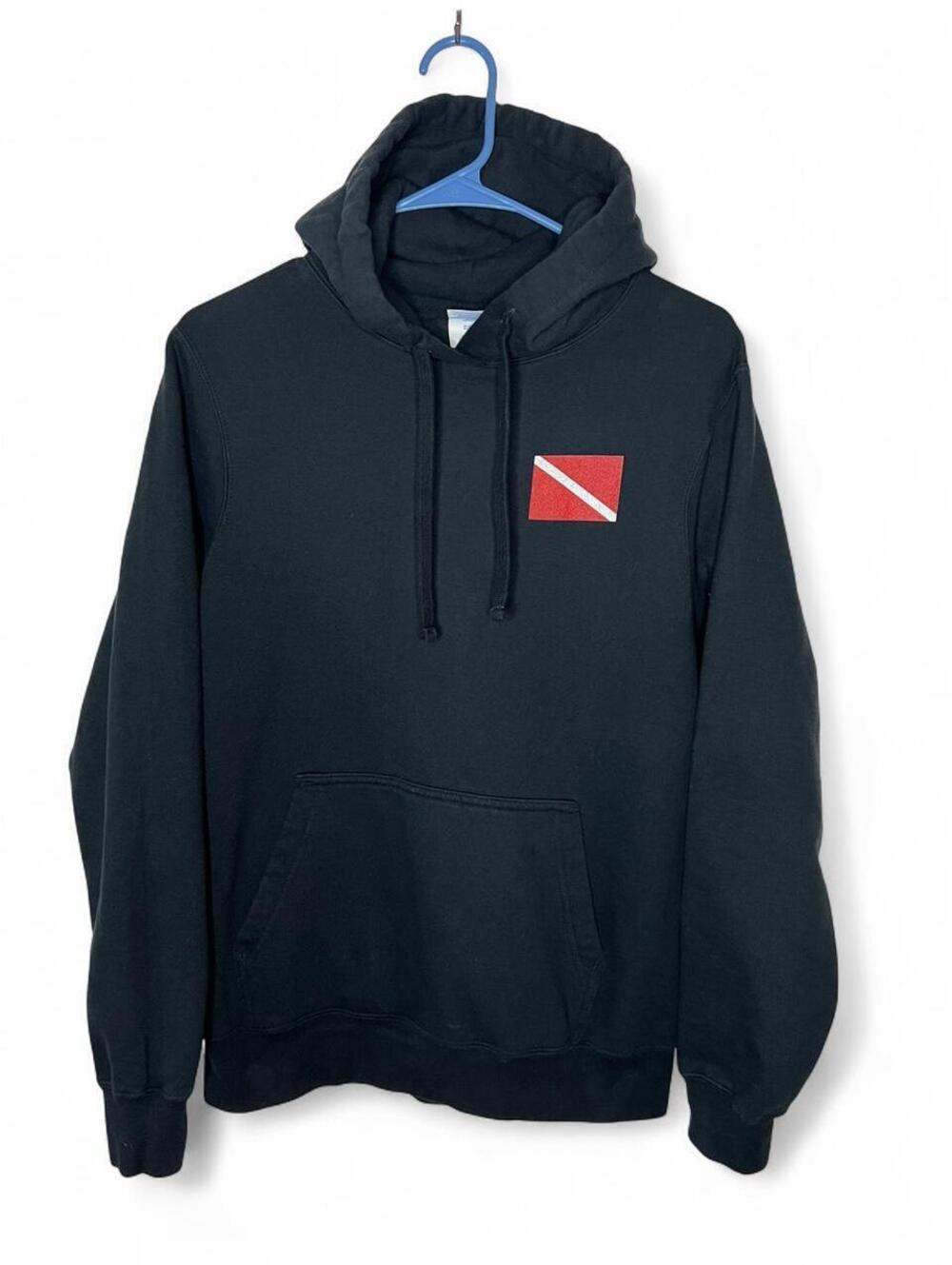Port & Company Black Scuba Diving Flag Pullover Hoodie Small S